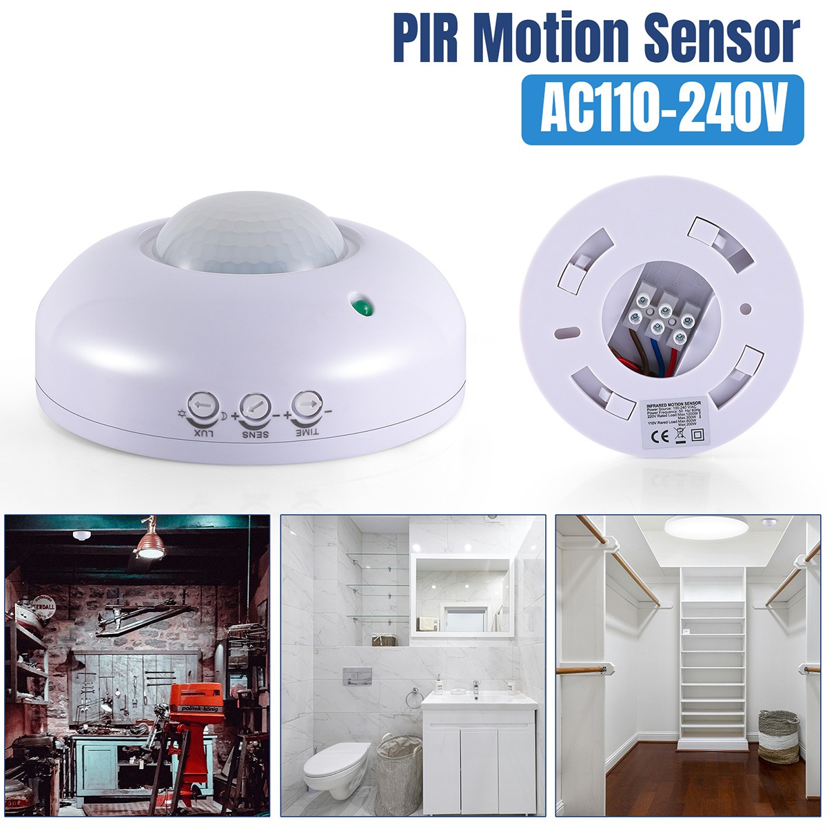 Surface Mount PIR Ceiling Occupancy Motion Sensor Detector Light Switch 360°