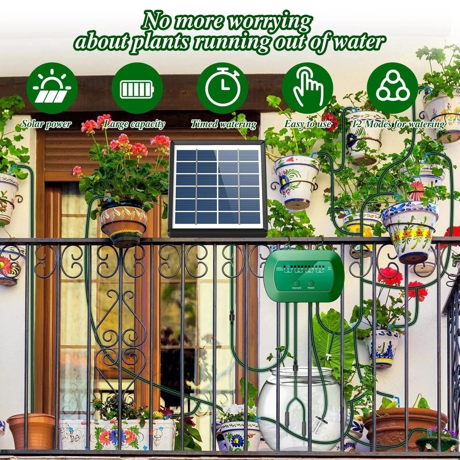 Automatic 50FT Solar Watering Kit for Garden Automatic Drip Pipe Watering Outdoo