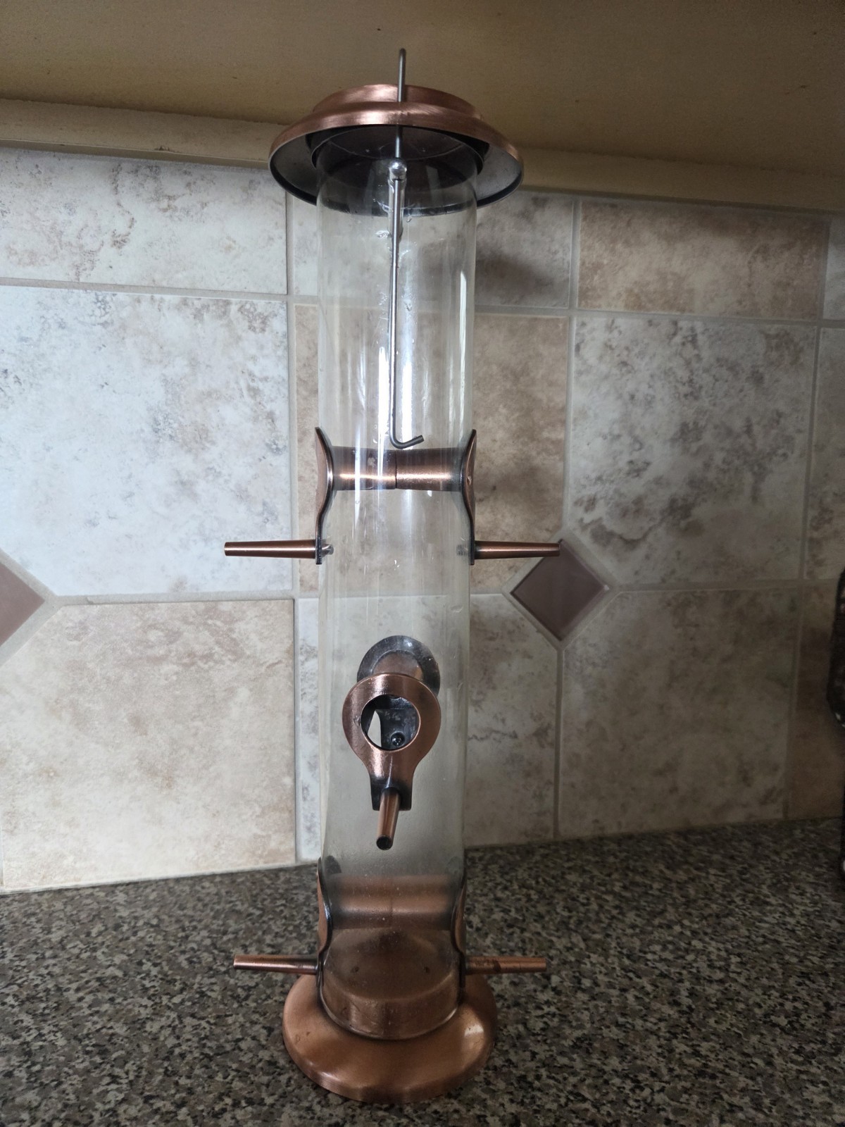 iBorn Metal Bird Feeders Brushed Copper Wild Feeder 6-ports