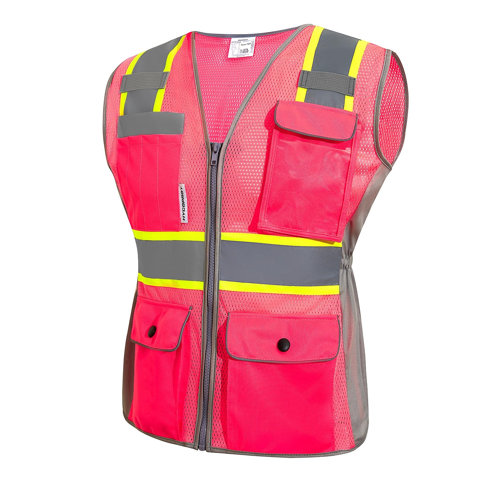 HYCOPROT Safety Vest for Women High Visibility Mesh Reflective X-Small, Pink