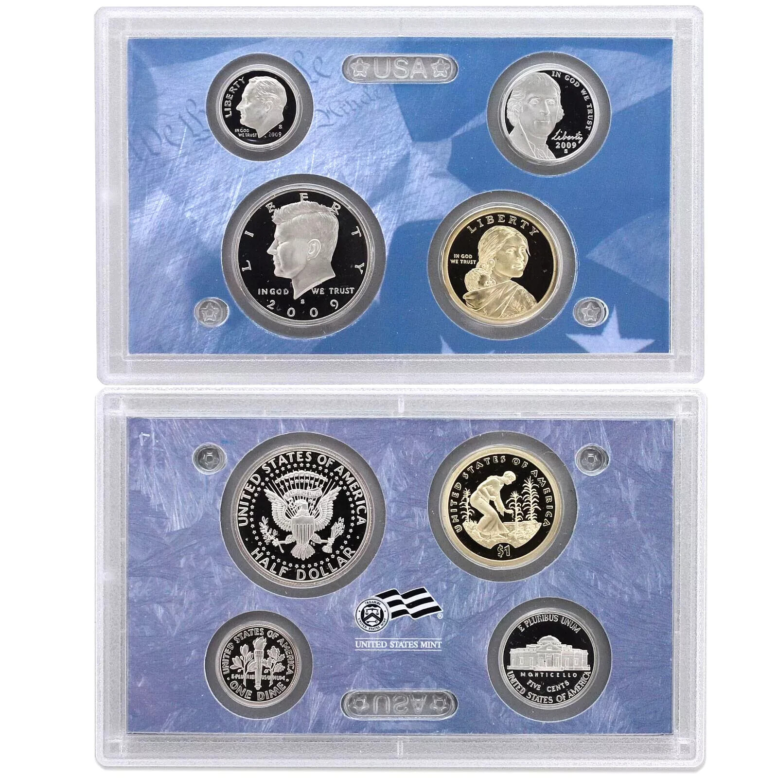 2009 S Partial Proof Set Kennedy Dime Nickel Dollar CN-Clad US Mint 4 Coins