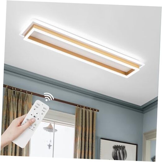 Dimmable Led Ceiling Light with Remote Control 31.5in Modern Linear Flush Gold