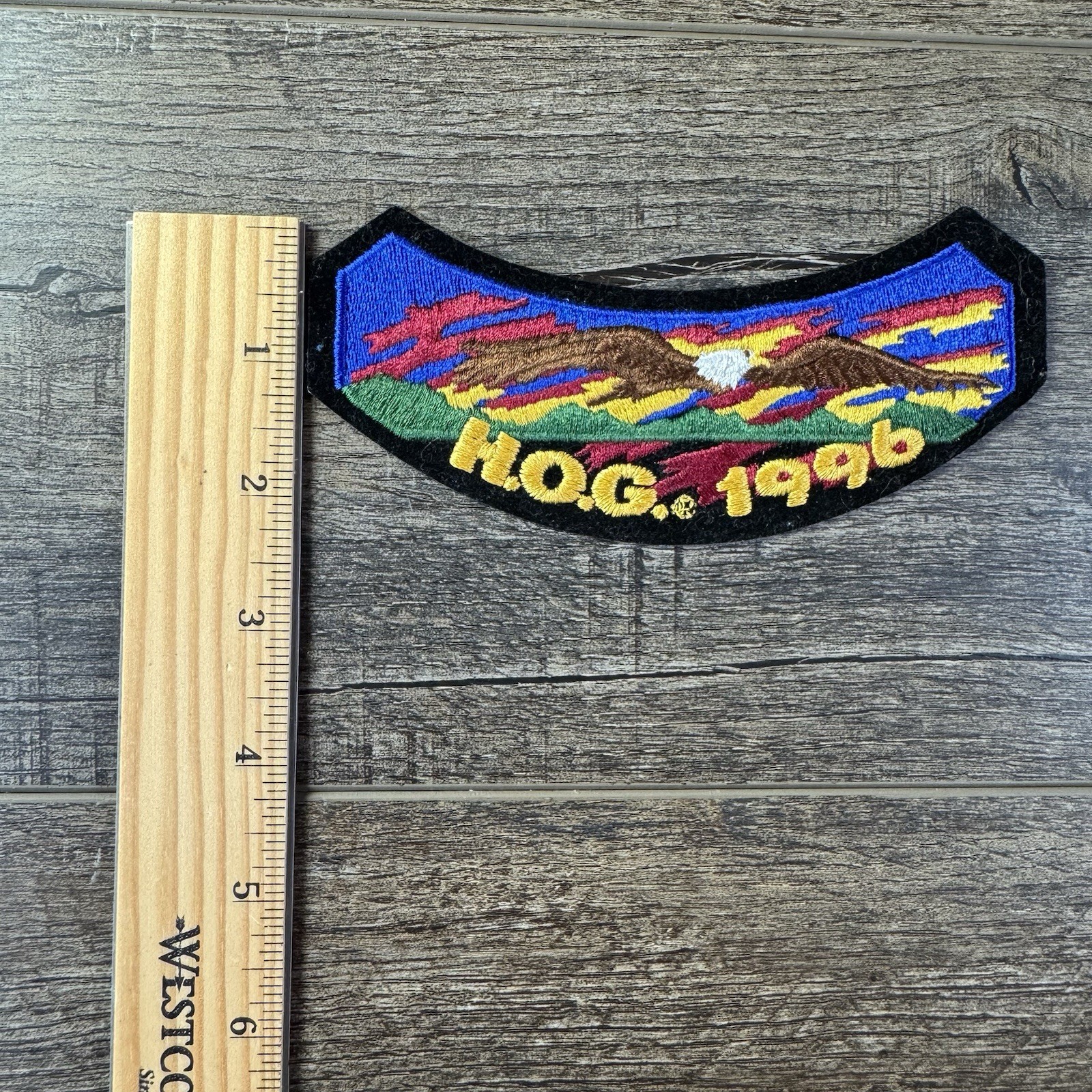 1996 HOG Membership Rocker Patch HARLEY DAVIDSON OWNERS GROUP Flying Eagle