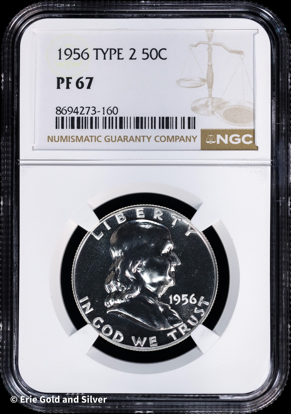 1956 50C Proof Type 2 Franklin Half Dollar NGC PR 67 UC
