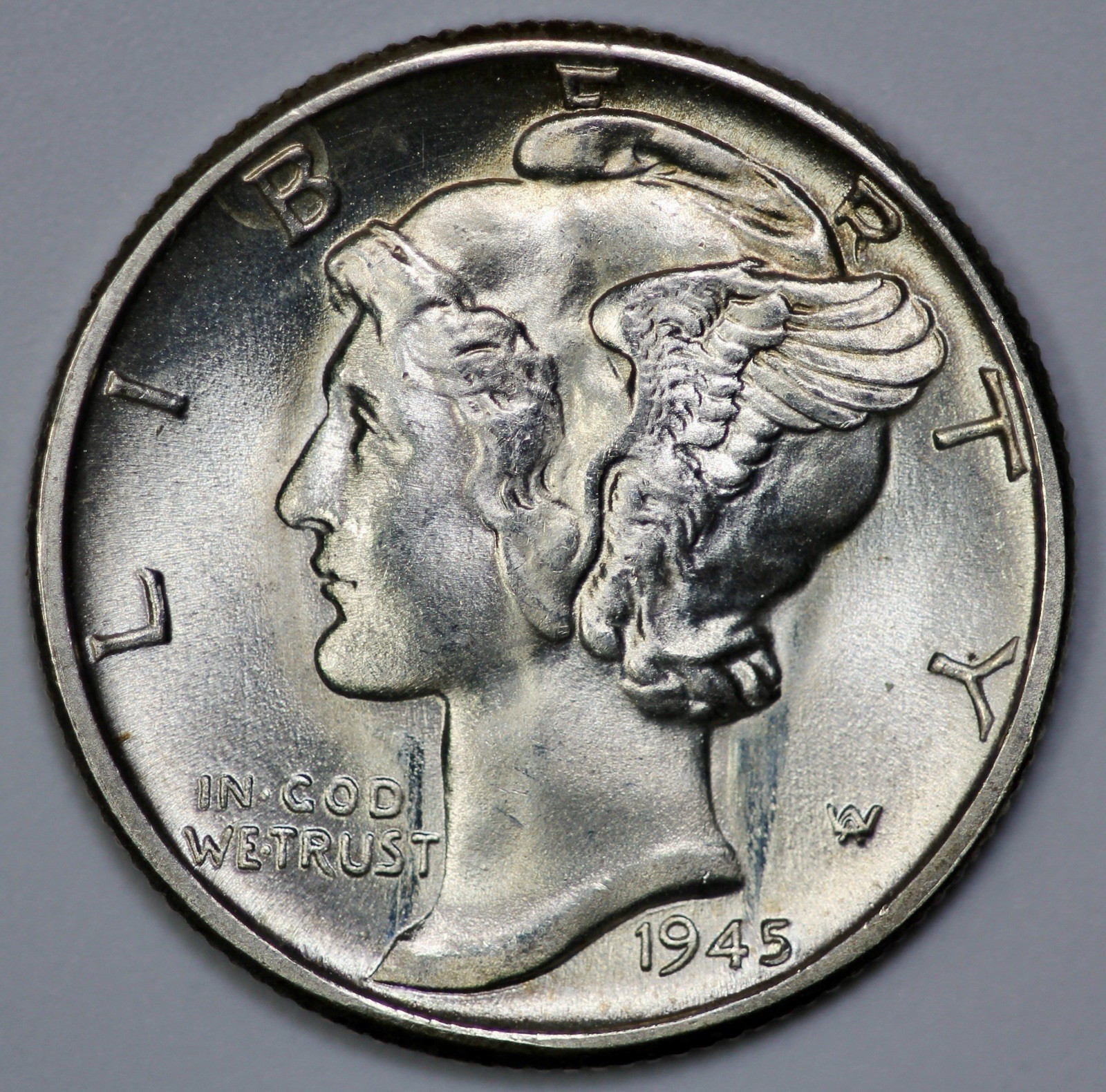 1945 Mercury 10c Silver Dime Brilliant UNC