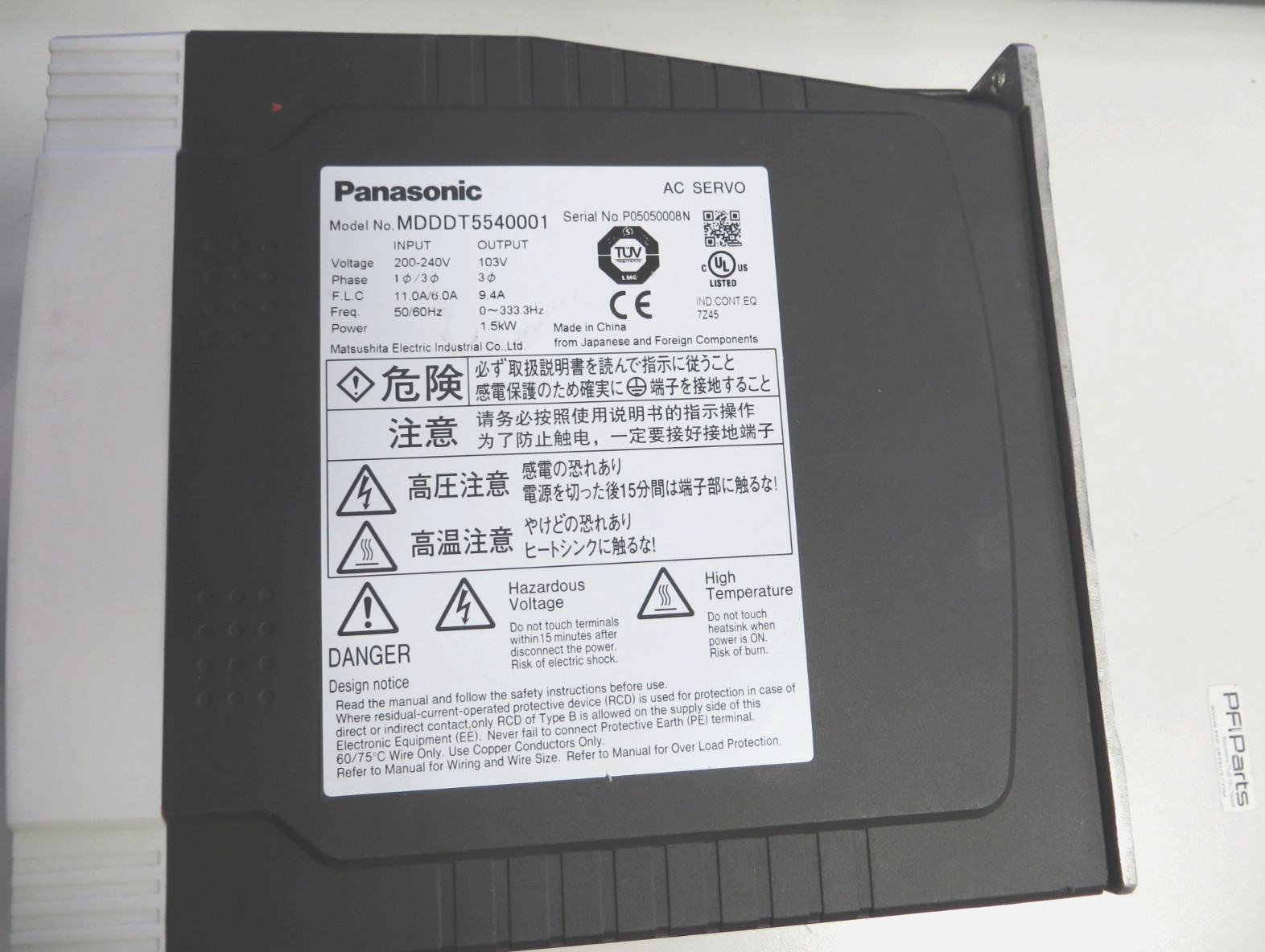 PANASONIC MDDDT5540001 AC SERVO DRIVE