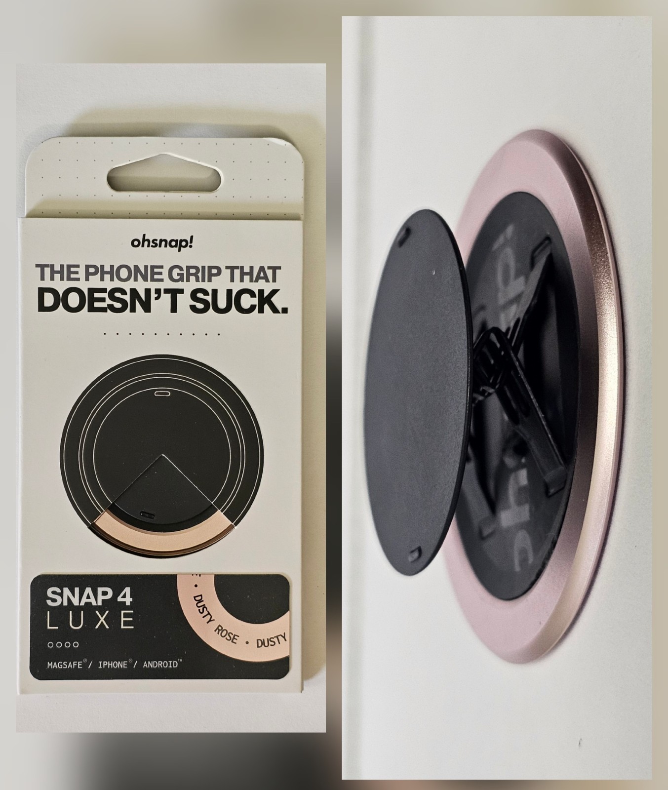 OhSnap Snap 4 Luxe Magnetic Grip for Apple Magsafe Android Dusty Rose