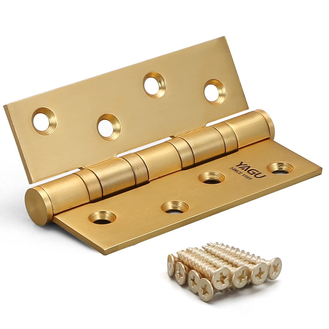 3 Pack 4'' Door Hinges Brushed Gold 4 x 3 Inch - Square Corners Stainless Ste...