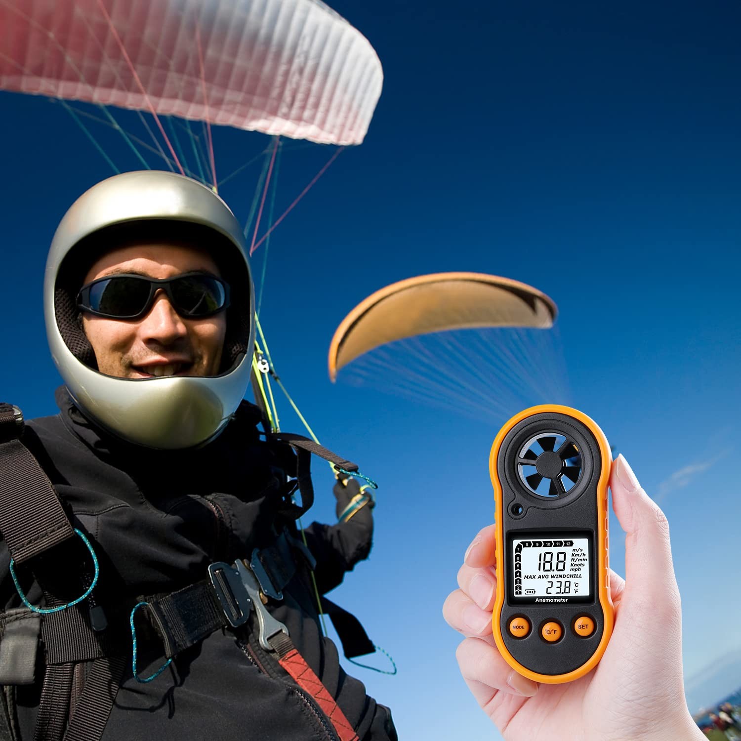 Digital Anemometer, Air Flow Meter with Wind Temperature Tool 10°C ...