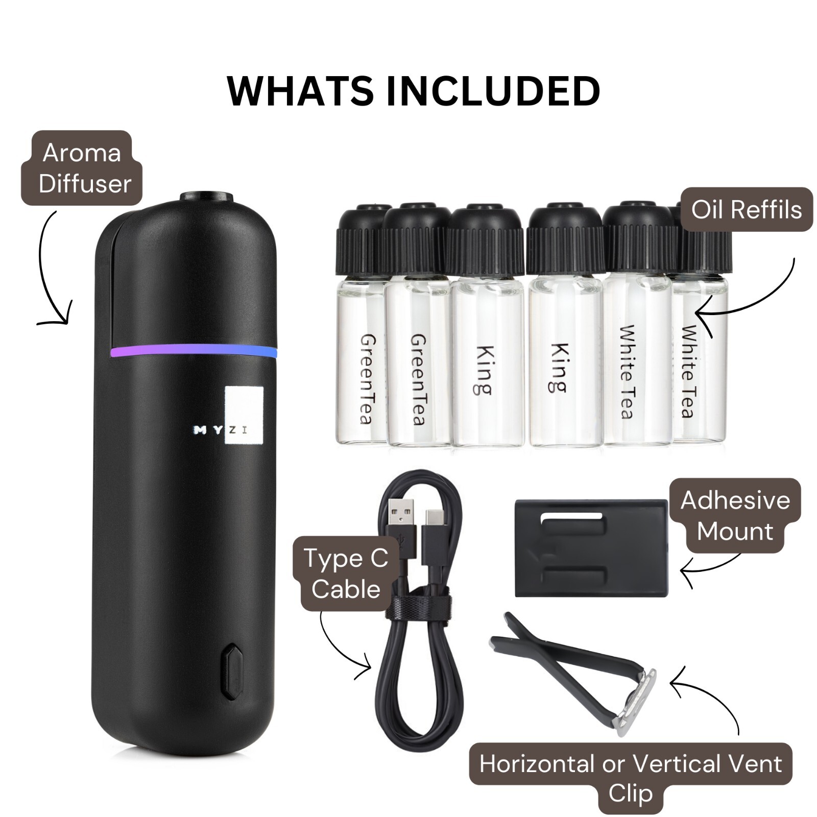 Car Diffuser With 6 Oils Included - essential oil diffuser gift set