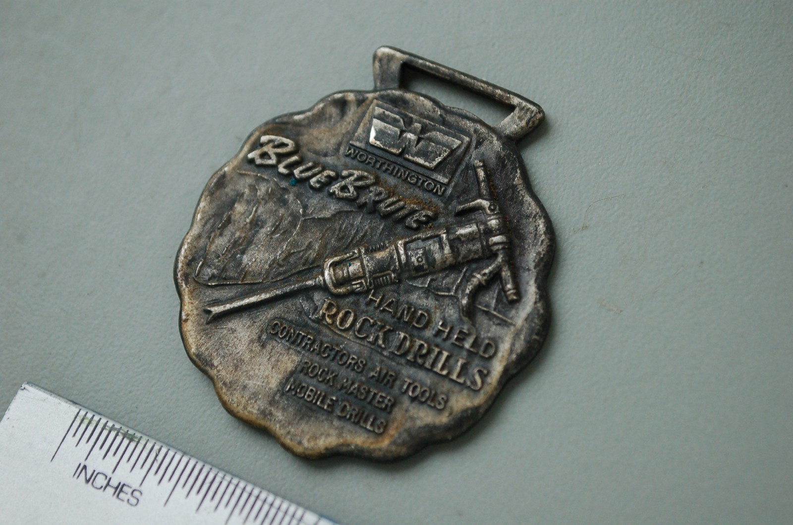 WORTHINGTON BLUE BRUTE ROCK DRILL TOOL Pocket Watch Fob vintage equipment MASTER