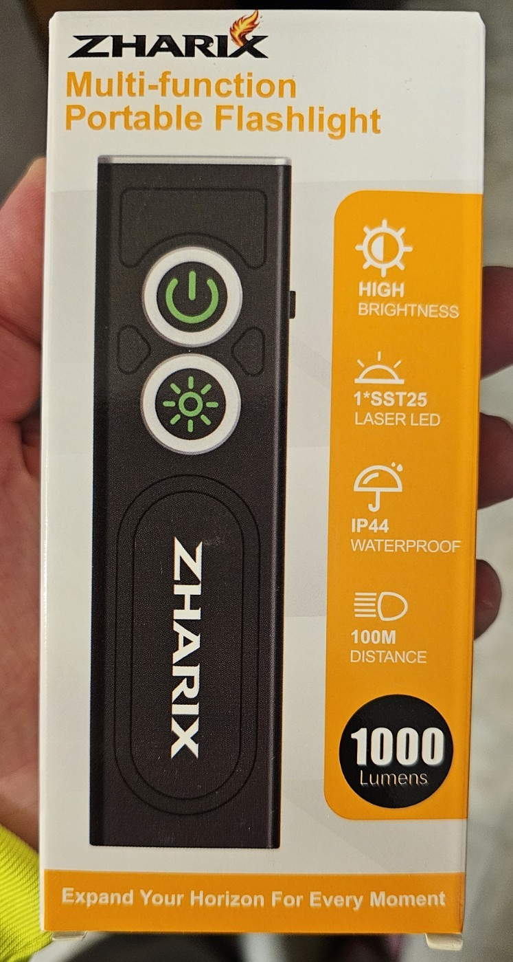 ZHARIX 1000lm LED Flashlight USB-C Rechargeable IP44 Magnetic Multi-Mode