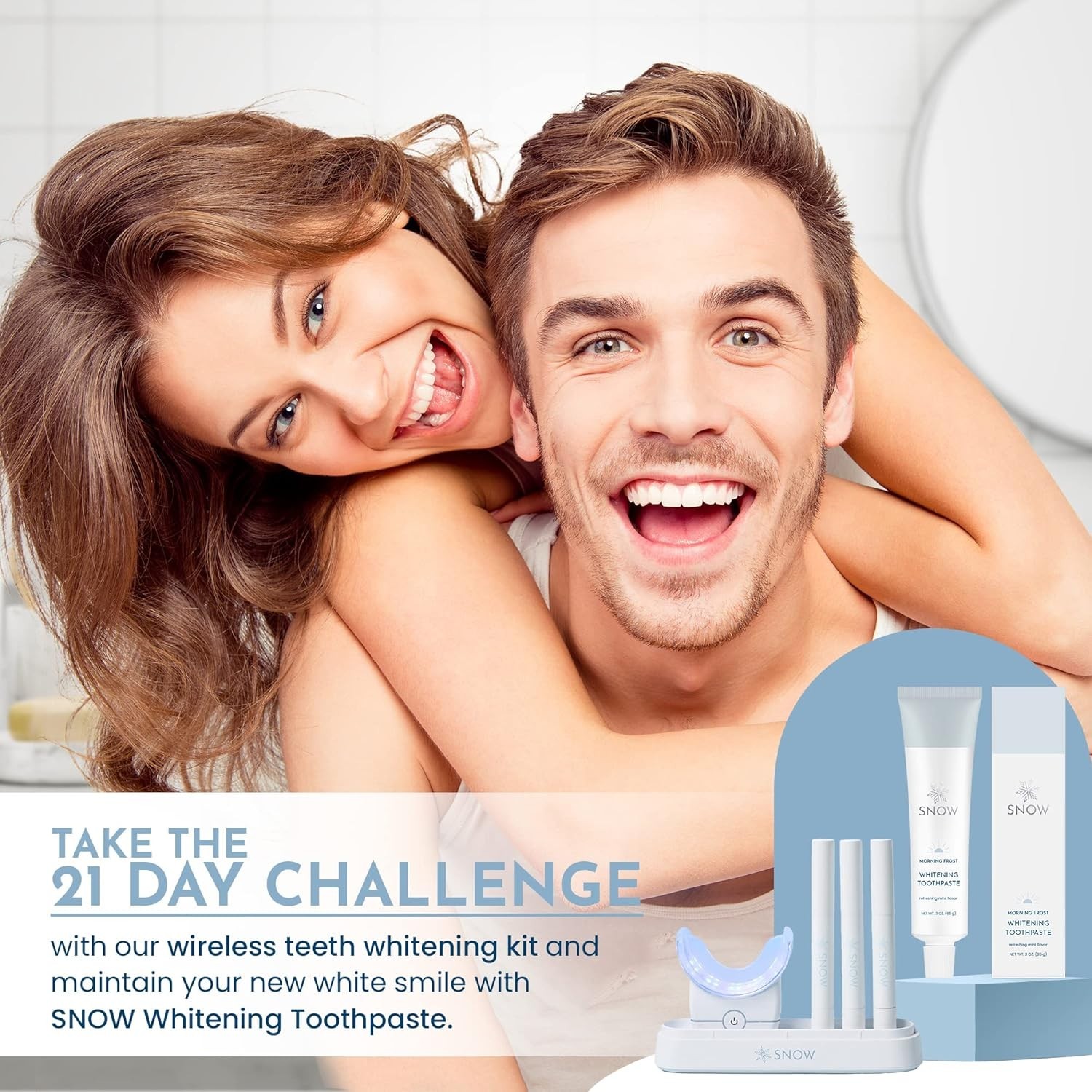 SNOW Nighttime Whitening Toothpaste 3oz Advanced Formula Hydroxyapatite Mint 2pc