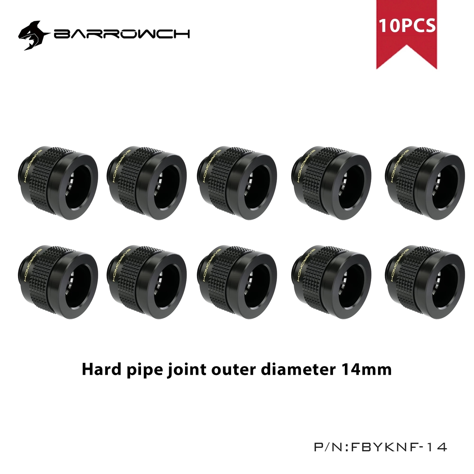 Barrowch 8/10pcs Wolverine OD14/16MM Anti-off Hard Tube Fitting Connector G1/4"