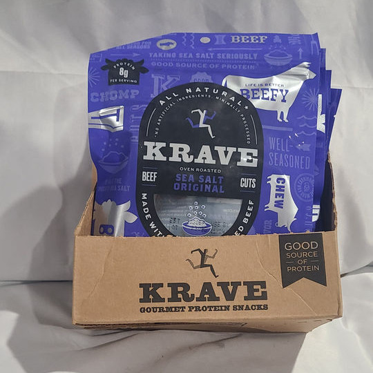 KRAVE All Natural Beef Jerky Sea Salt Gluten Free 9g Protein, 2.7oz 8Pk BB 11/25