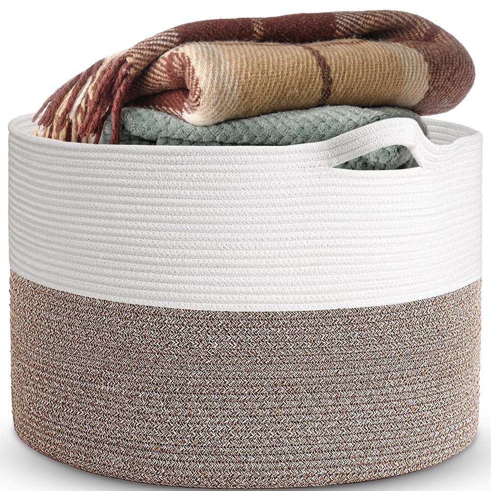 Large Blanket Basket 22 x 14"Big Cotton Rope basket Kids Toy& Living Room Basket