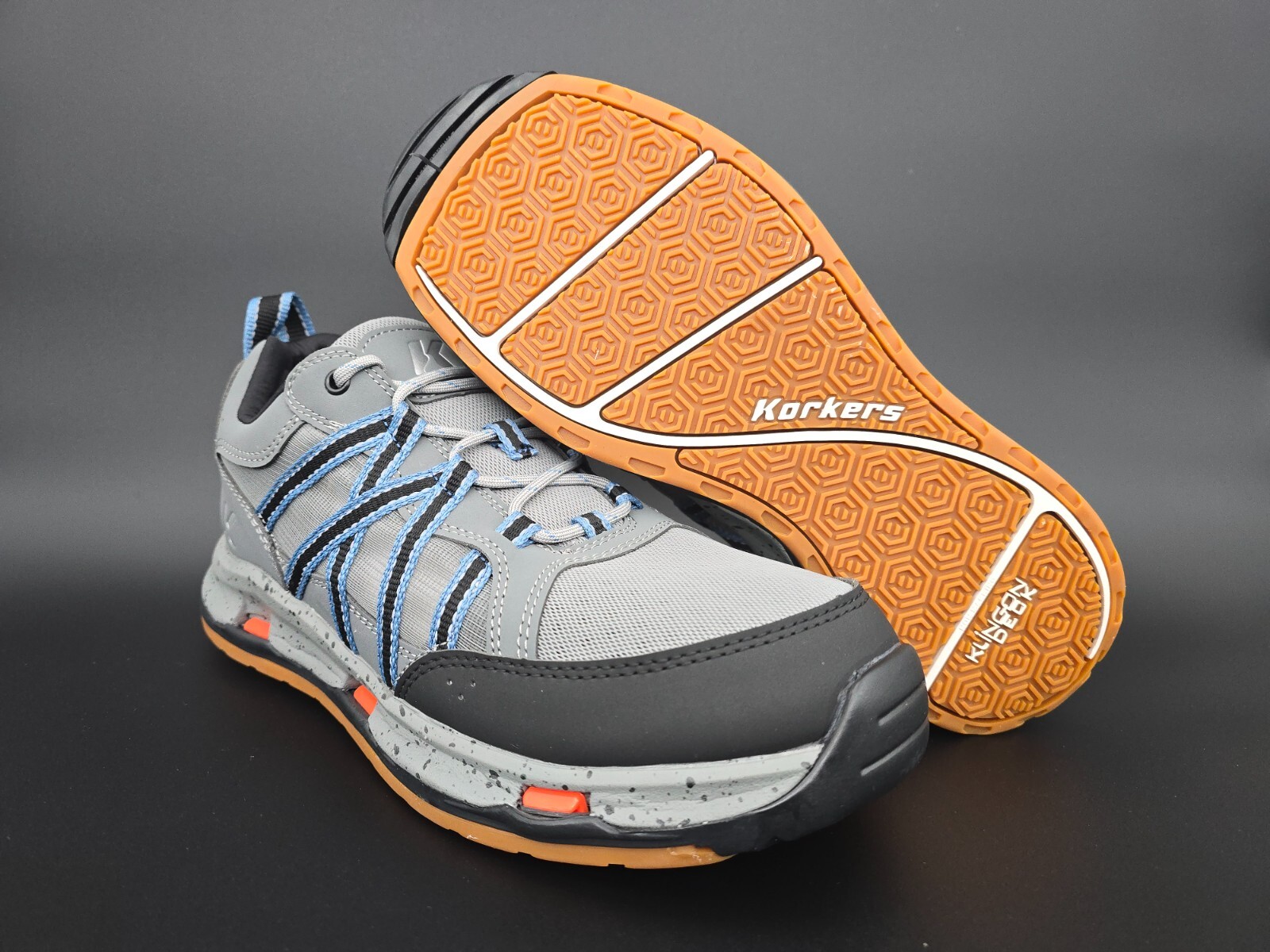 Korkers Men's All Axis Shoe w/ Kling-On Deck Gum Soles- Size 10 - Charcoal
