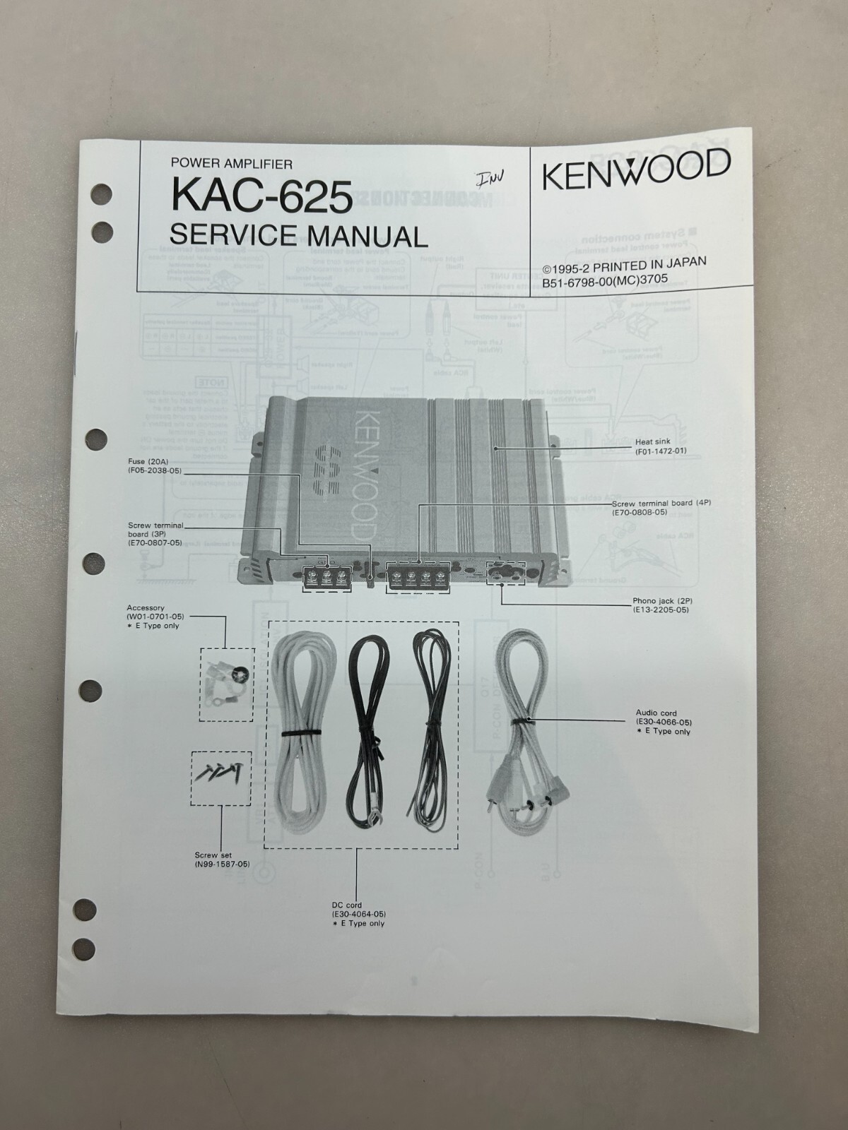 Kenwood KAC-625 Original Service Manual Free Shipping