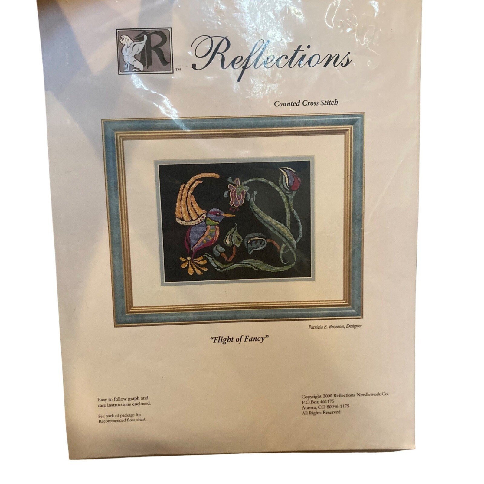 Reflections Flight of Fancy Colorful Bird Counted Cross Stitch Chart 9 x 7.5