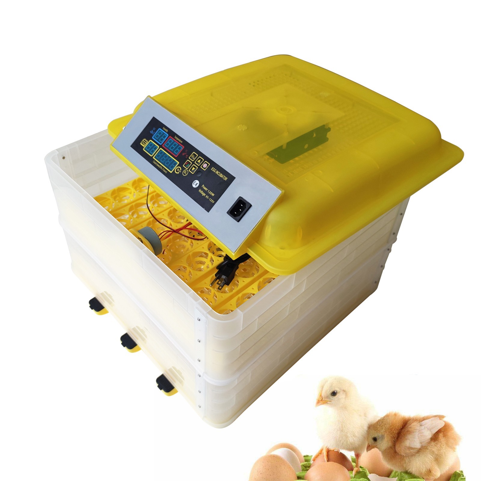112 Eggs Automatic Egg Bird Incubator Poultry Hatcher Breeder Egg Turning 110V
