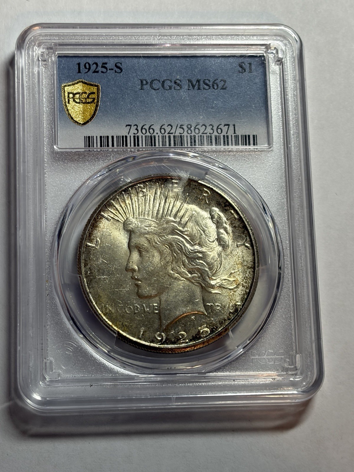 1925-S Peace Silver Dollar PCGS MS62 Better Date