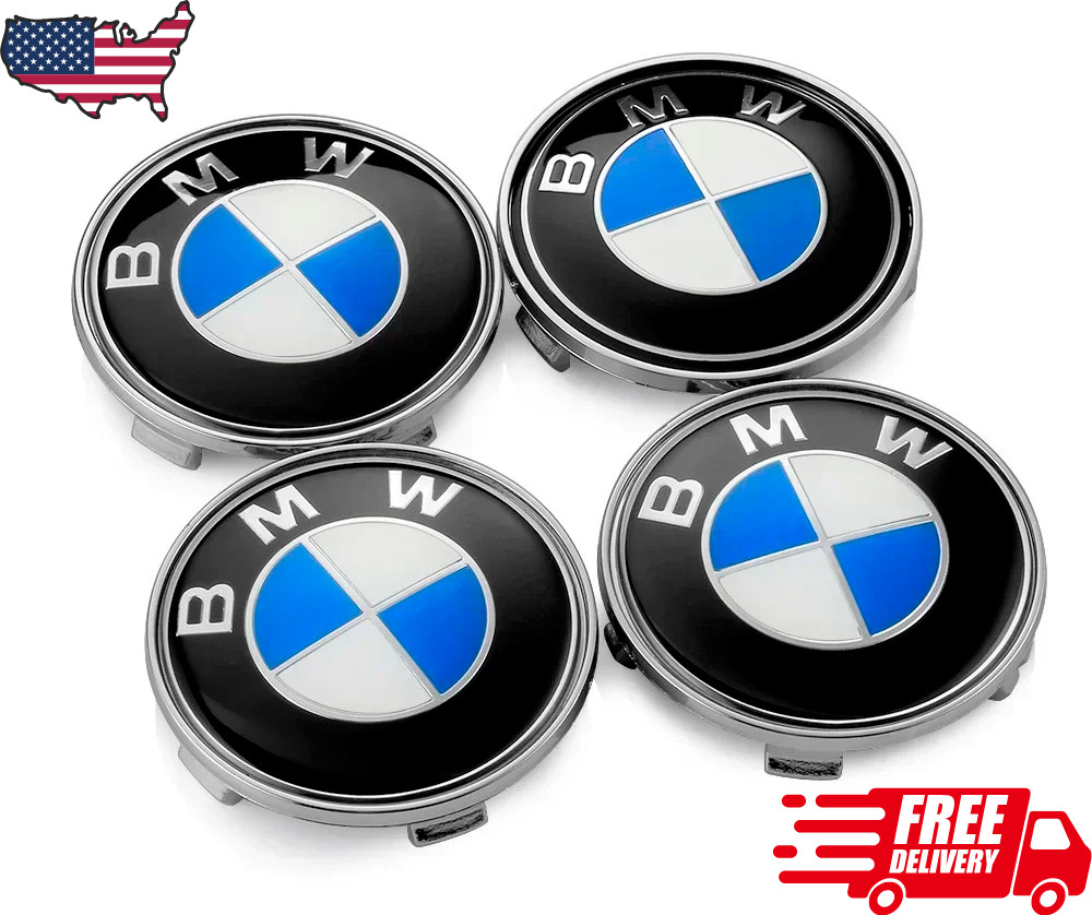 Set of 4PCS Emblem Fit For BMW 68mm Wheel Center Hub Caps Logo Badge Rim Hubcaps