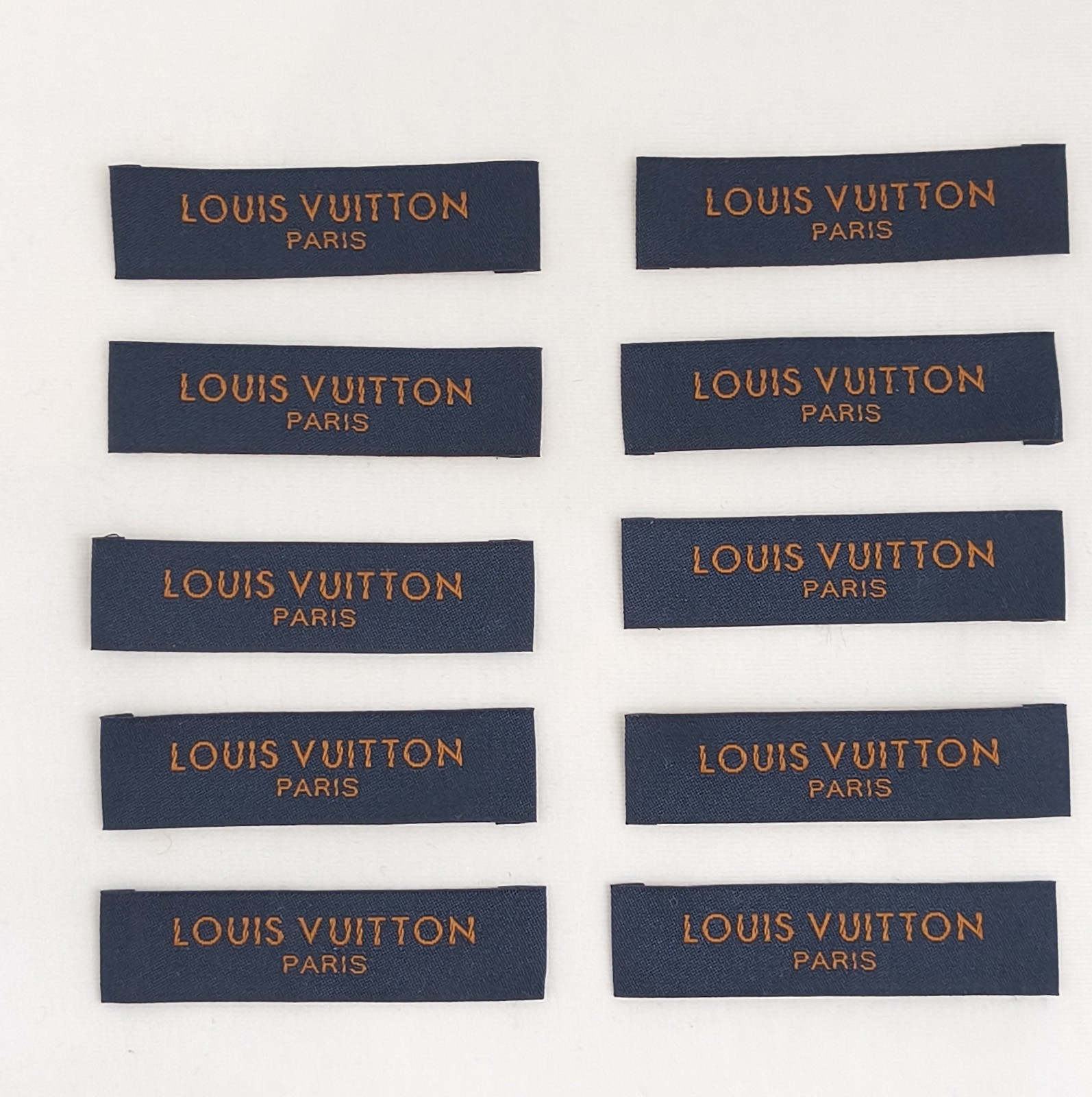 10 Designer Sewing Replacement Clothing Tag Tags LV Label 2.25" X .6"