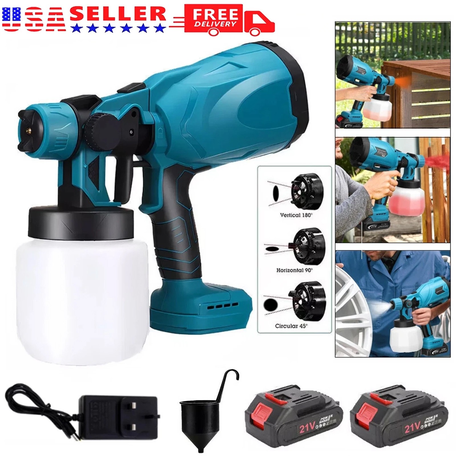 High Pressure Cordless Paint Sprayer 30000RPM With 2 Battery Electric Spray Gun