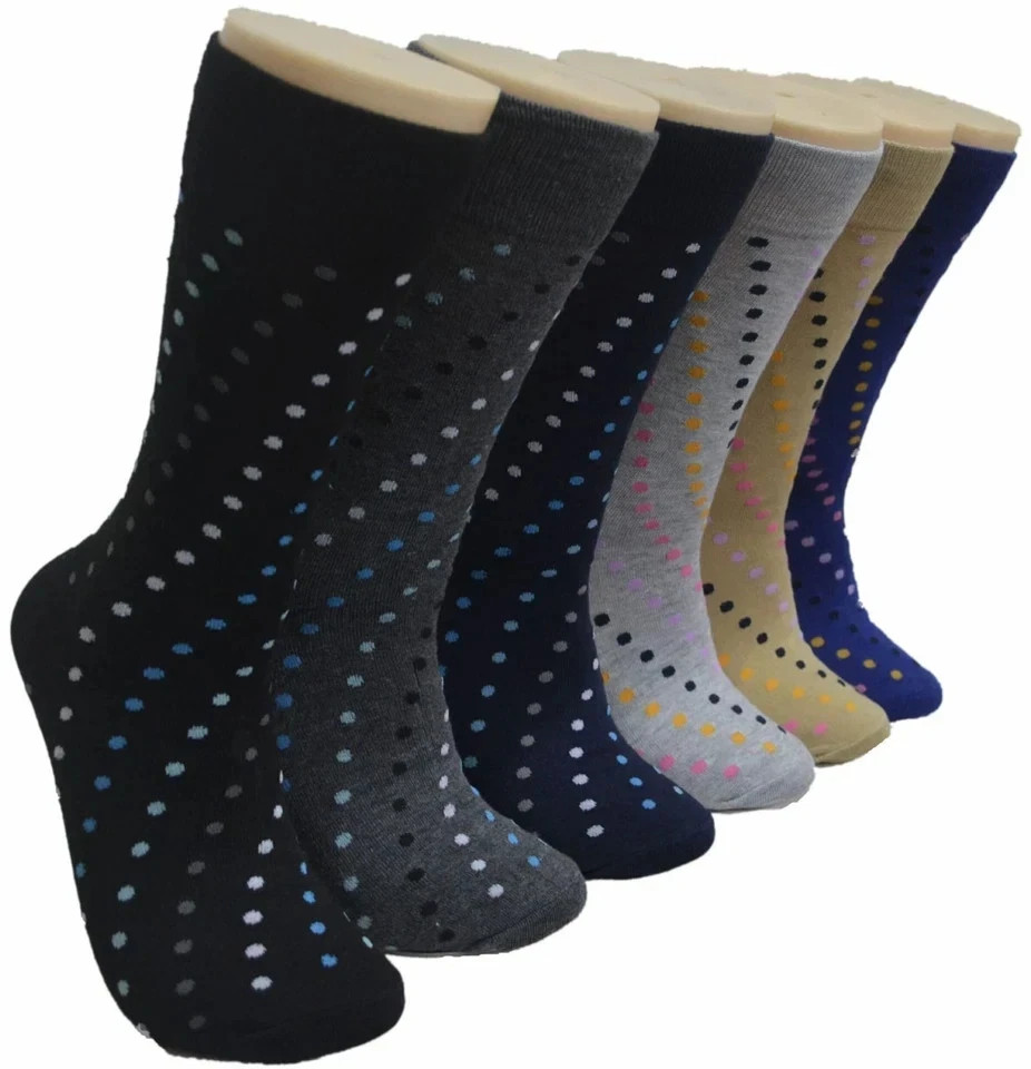 6 Pairs Men's Cotton Dress Crew Socks Casual Comfortable Soft Socks Size 10-13