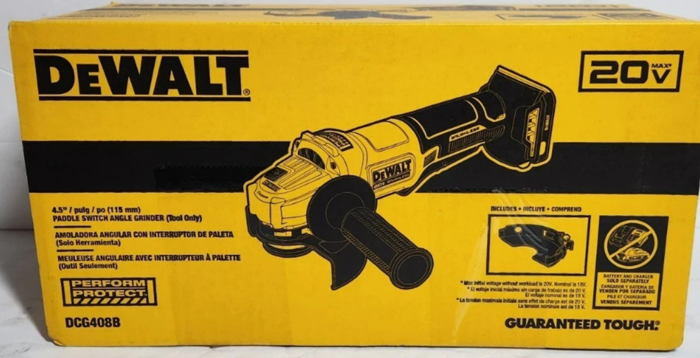 NEW DeWALT DCG408B 4.5-in 20V MAX Paddle Switch Brushless Angle Grinder NEW