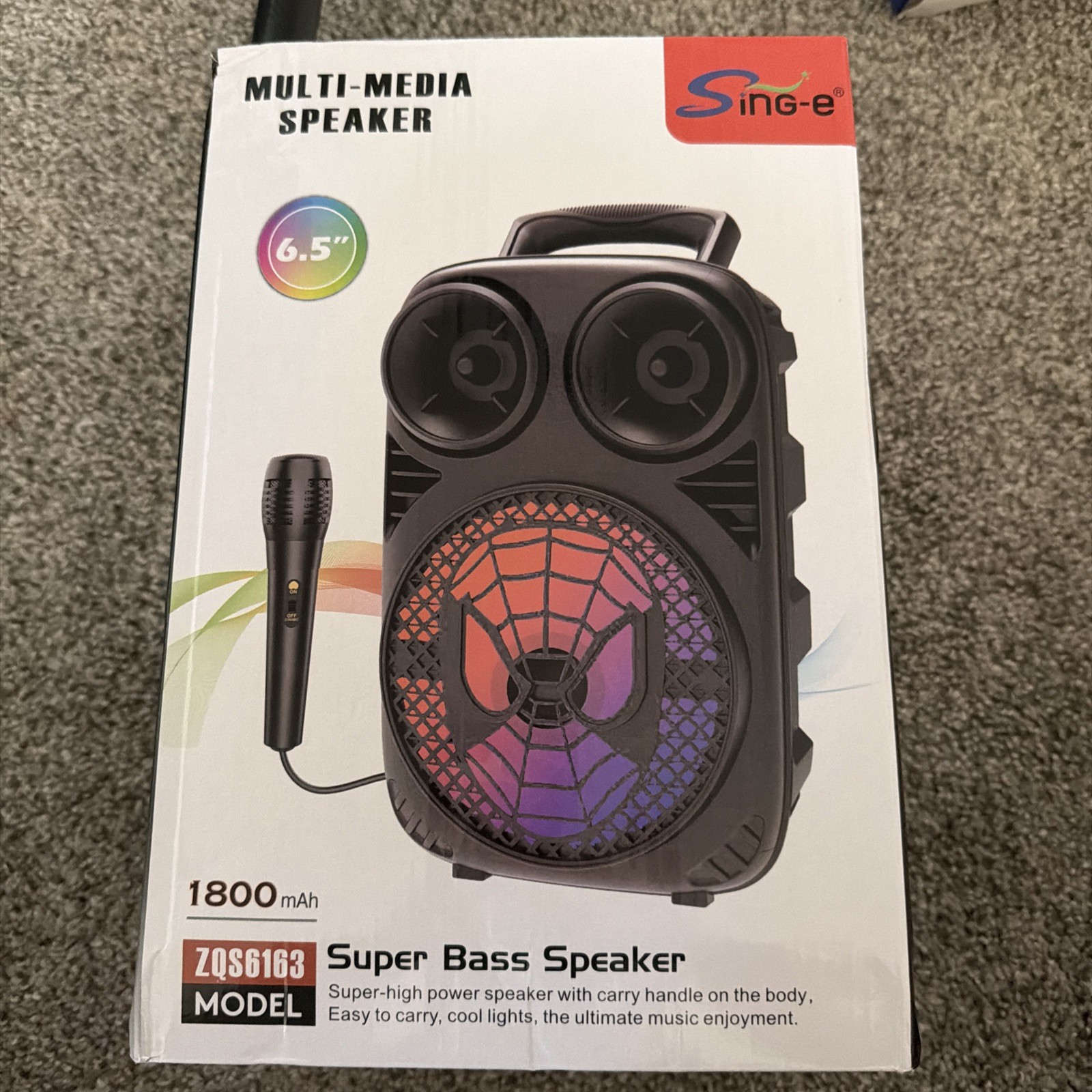 Sing-e ZQS6162 Portable Speaker Black, Microphone, Rechargeable, Cool Lights