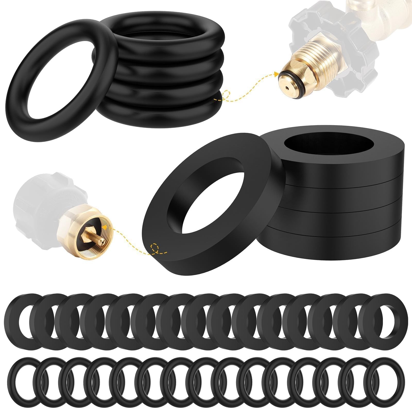 20Pcs Soft Rubber O-Rings & Gaskets for Propane Tanks, Hoses, Valves