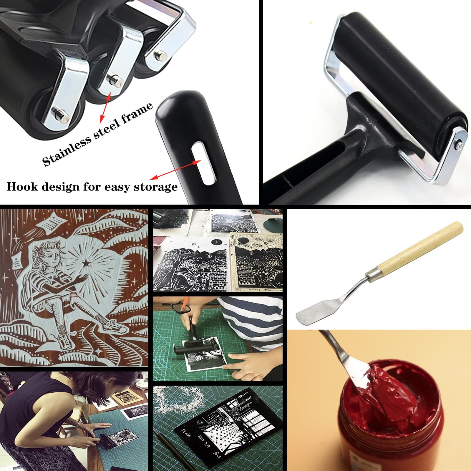 Soft Rubber Brayer Rollers for Crafting Brayer Rollers for Printmaking Brayer...