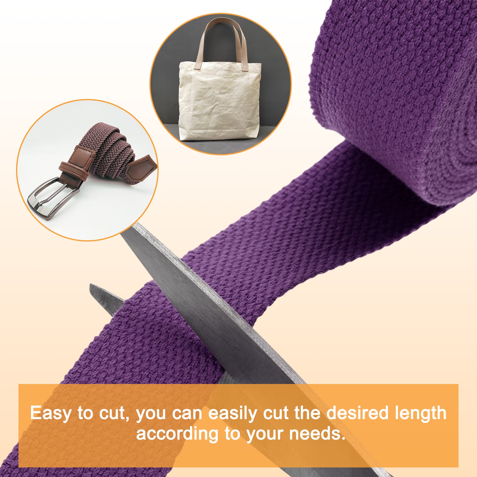 Cotton Webbing 1.3 Inch 11 Yard Polyester Cotton Webbing Strap Purple,