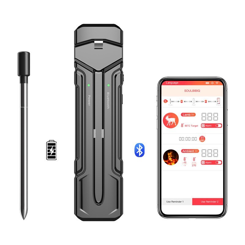 Bluetooth Meat Thermometer Wireless Roast BBQ Turkey Kitchen Cooking For Home