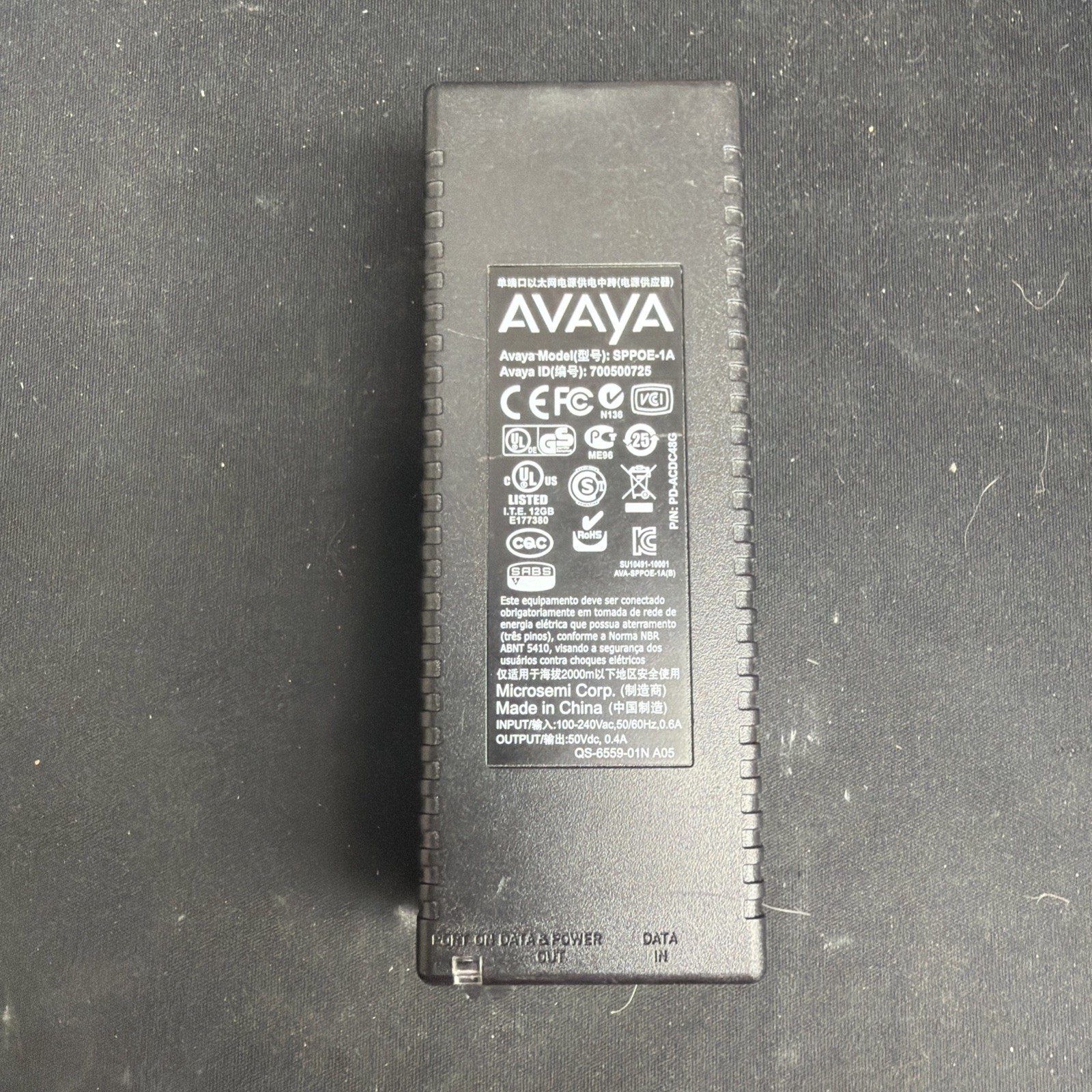 Avaya sppoe-1a Genuine Original 50V 0.4A POE Injector Brick ONLY JB651