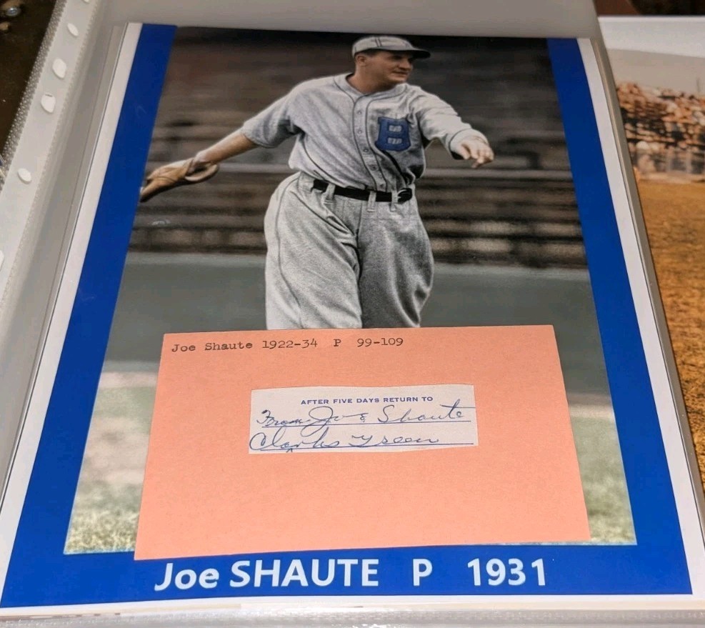 Joe Shaute Brooklyn Dodgers Signed Cut With 8x10 Photo W/Our COA B