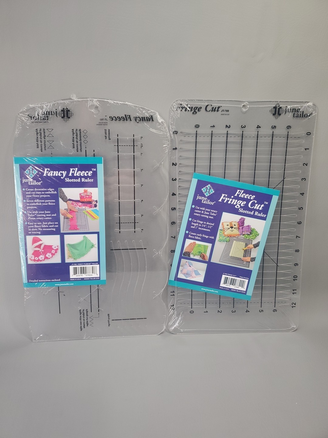 JUNE TAILOR #JT-789 FLEECE FRINGE CUT & JT-783 FANCY FLEECE SLOTTED RULERS USA