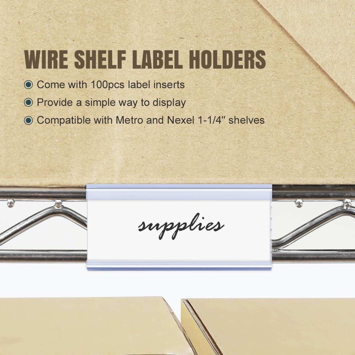 Effortless Shelf Organization: 100Pcs Label Holders with Label Inserts Included
