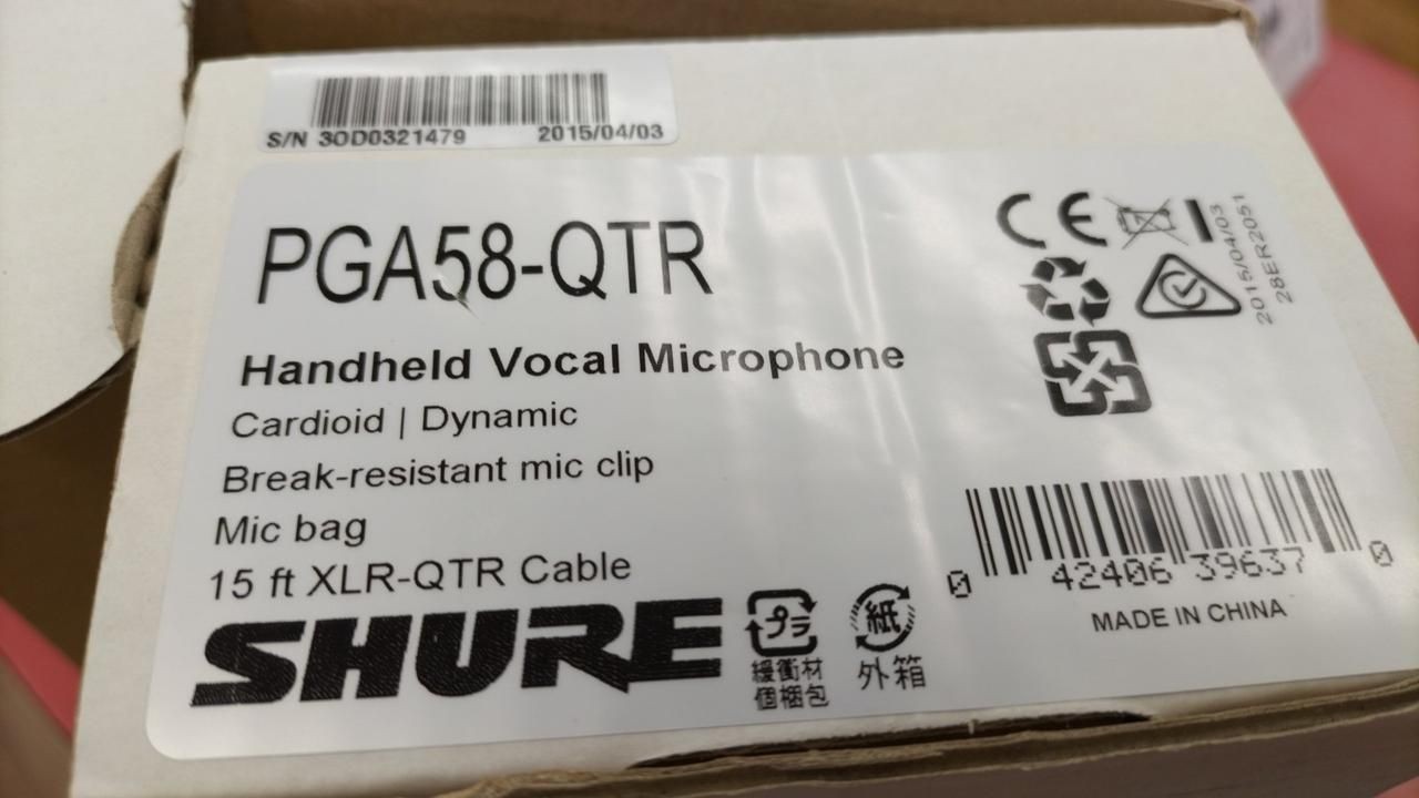 Shure Vocal Microphone PGA58-QTR Used
