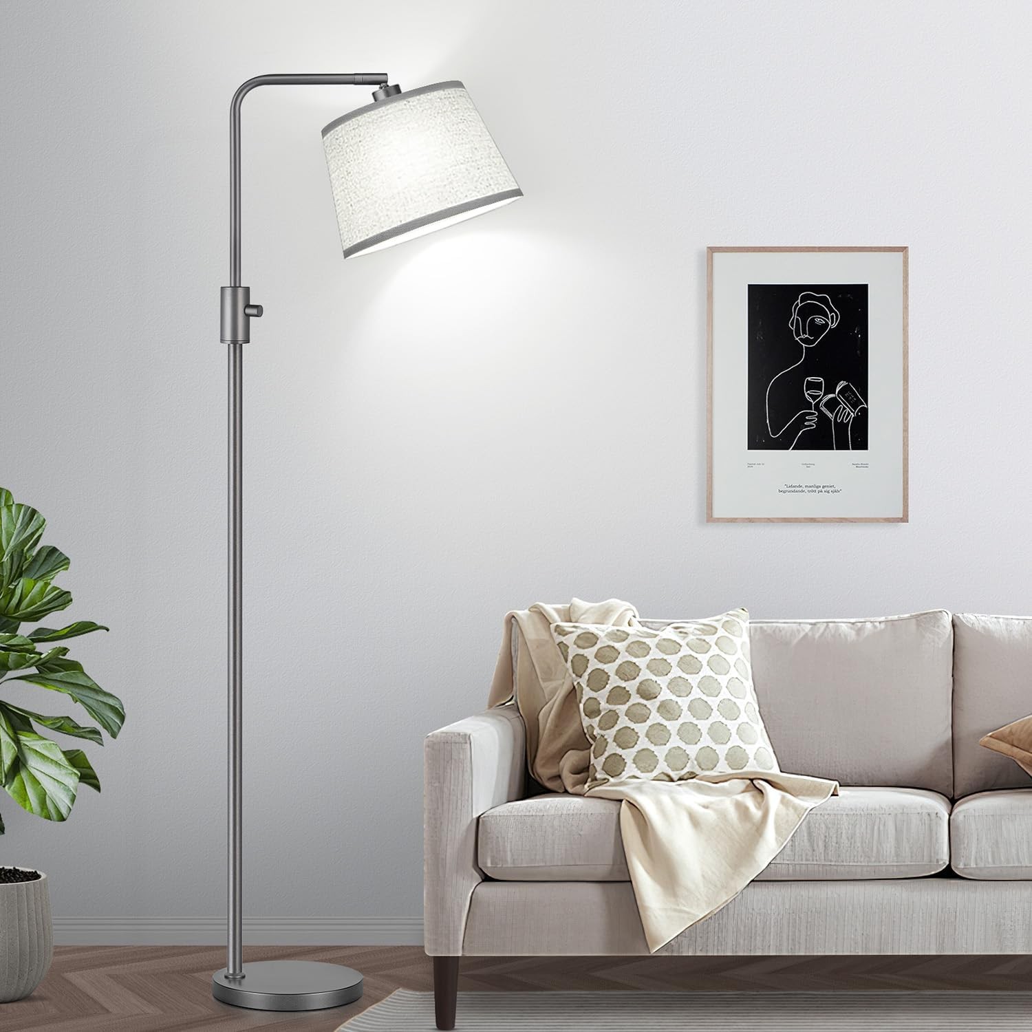 12 inches (D) x 12 (W) x 65 (H), Space Gray-Linen Shade