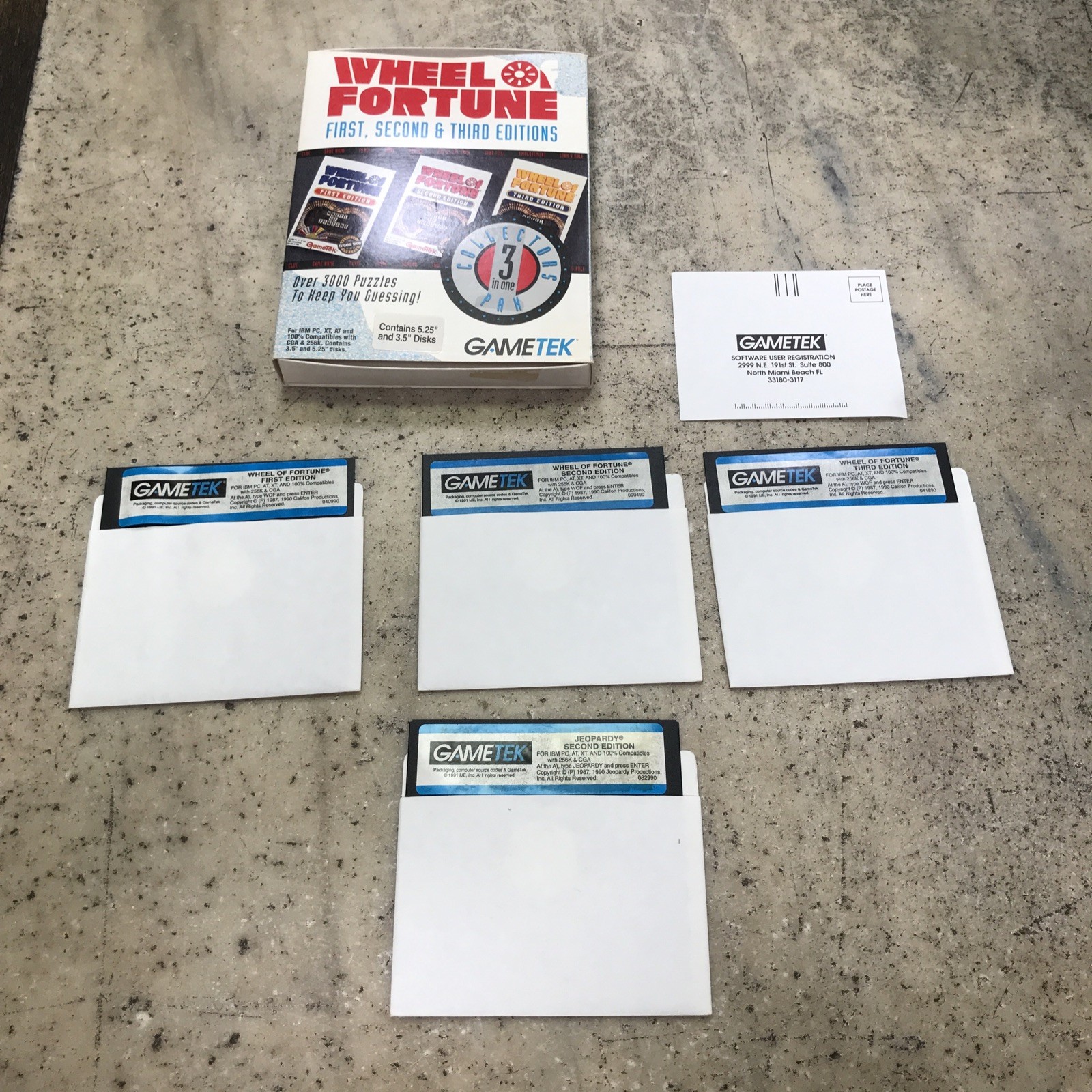 Wheel Of Fortune 1st Thru 3rd Edition 5.25" Floppy Disk Game IBM PC/ATXT GameTek