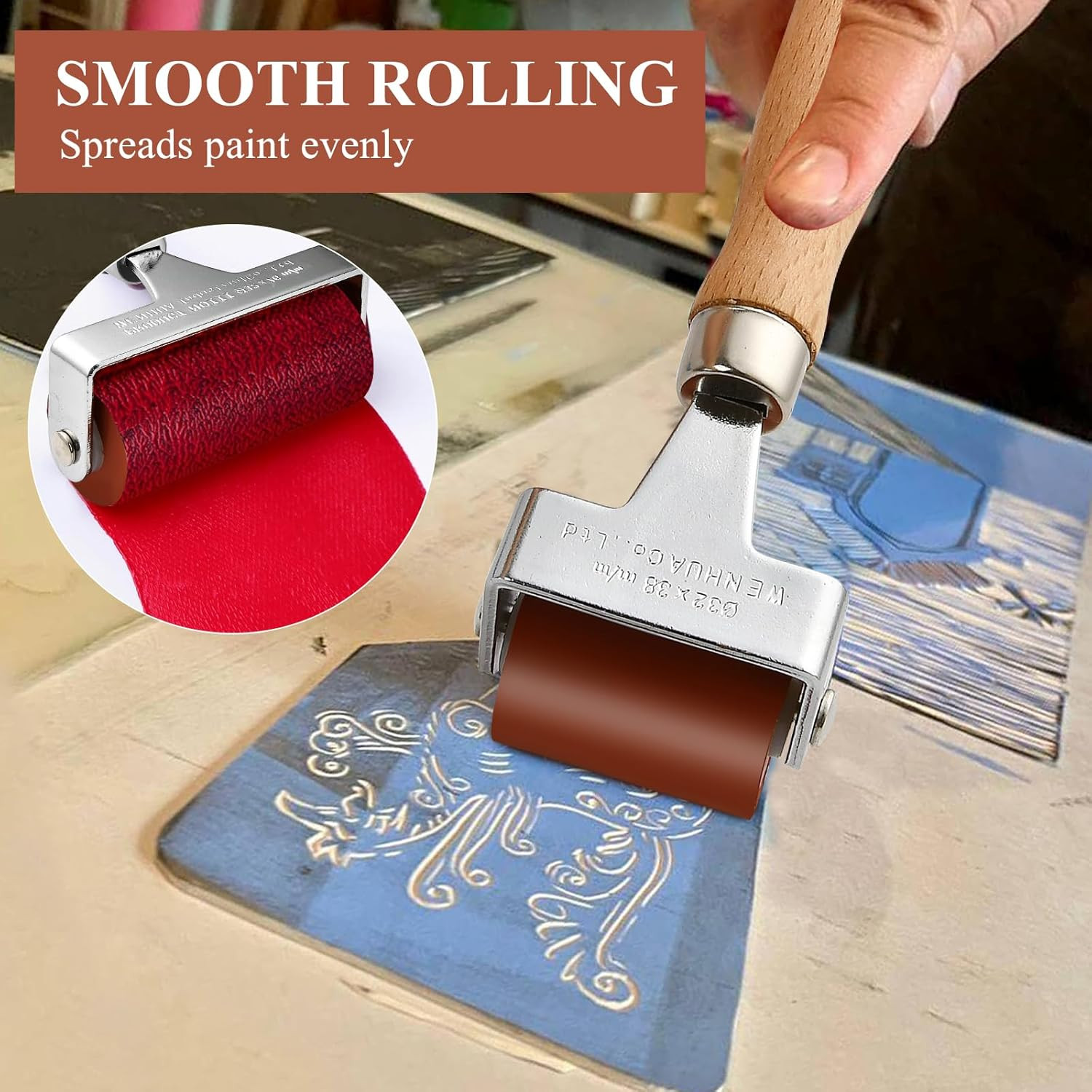 3Pcs Rubber Brayer Roller, Mix Size Rubber Roller Tool for Printmaking, Roller