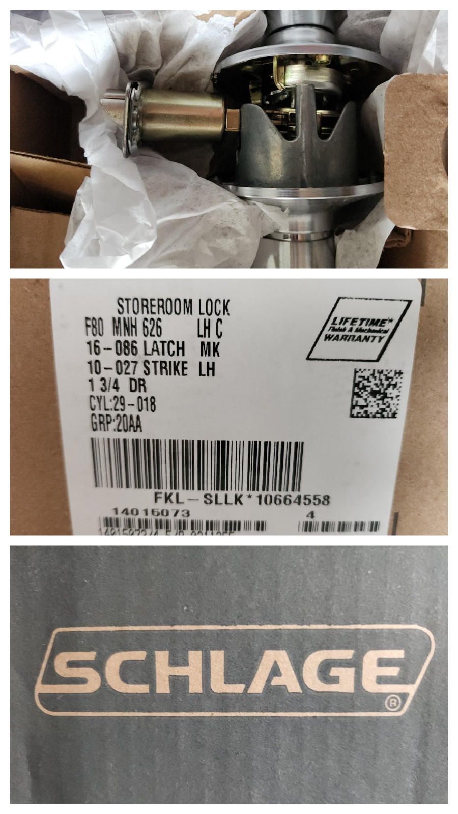 1 - Schlage lever & lock F80 MNH 626 Left Hand Storeroom Lock (Allegion) HGTV