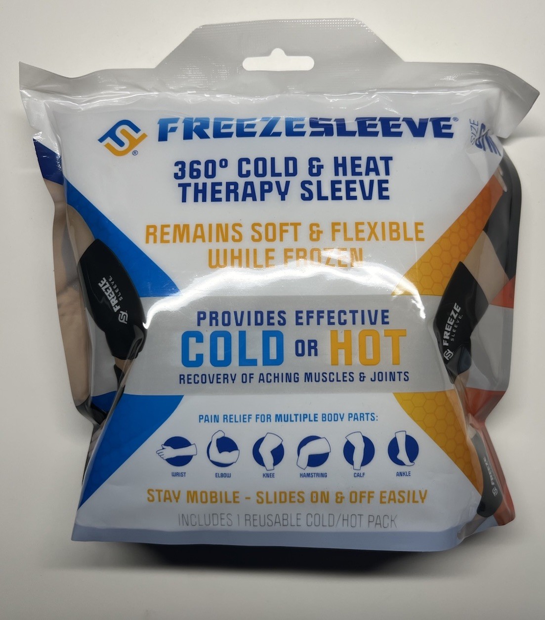 FreezeSleeve Ice Heat Therapy Sleeve,Reusable Ice Pack Flexible Gel,Small Medium