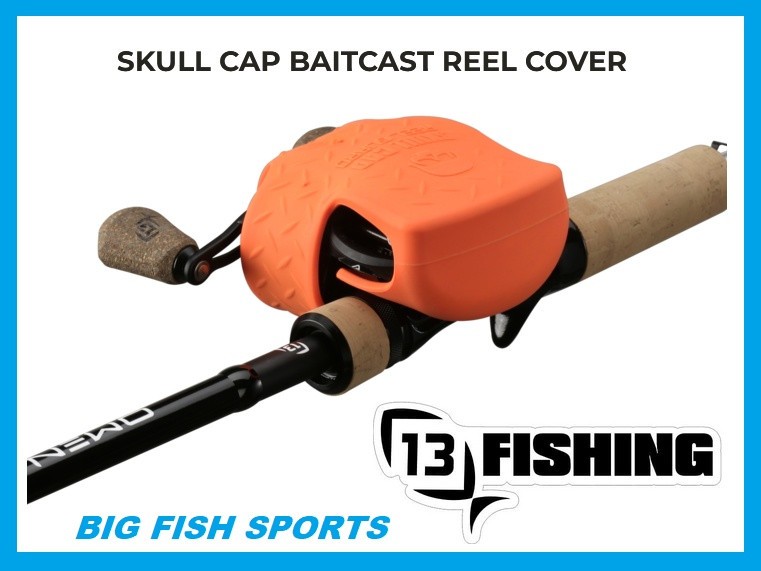 13 FISHING Skull Cap Baitcast Reel Cover - ORANGE - #SC-C2-O FREE USA SHIPPING!