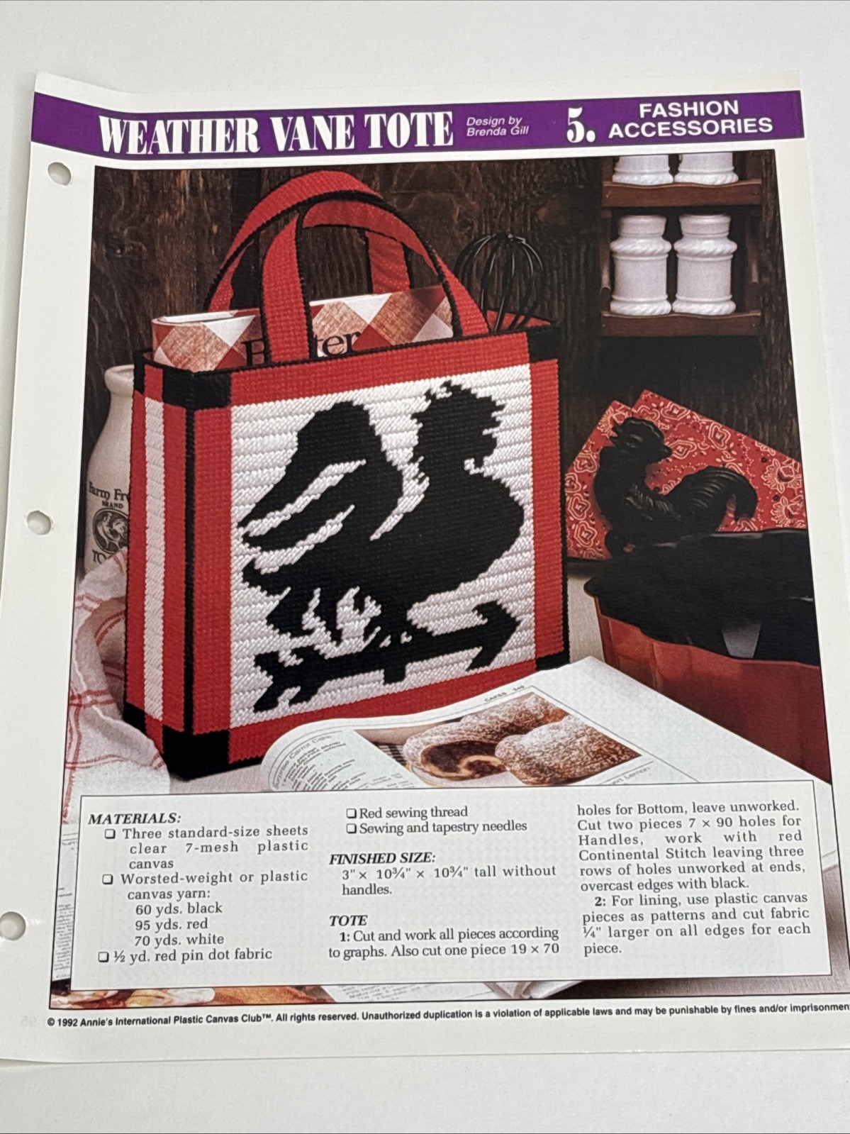 Weather Vane Tote Bag Annie's Attic Plastic Canvas Pattern Page