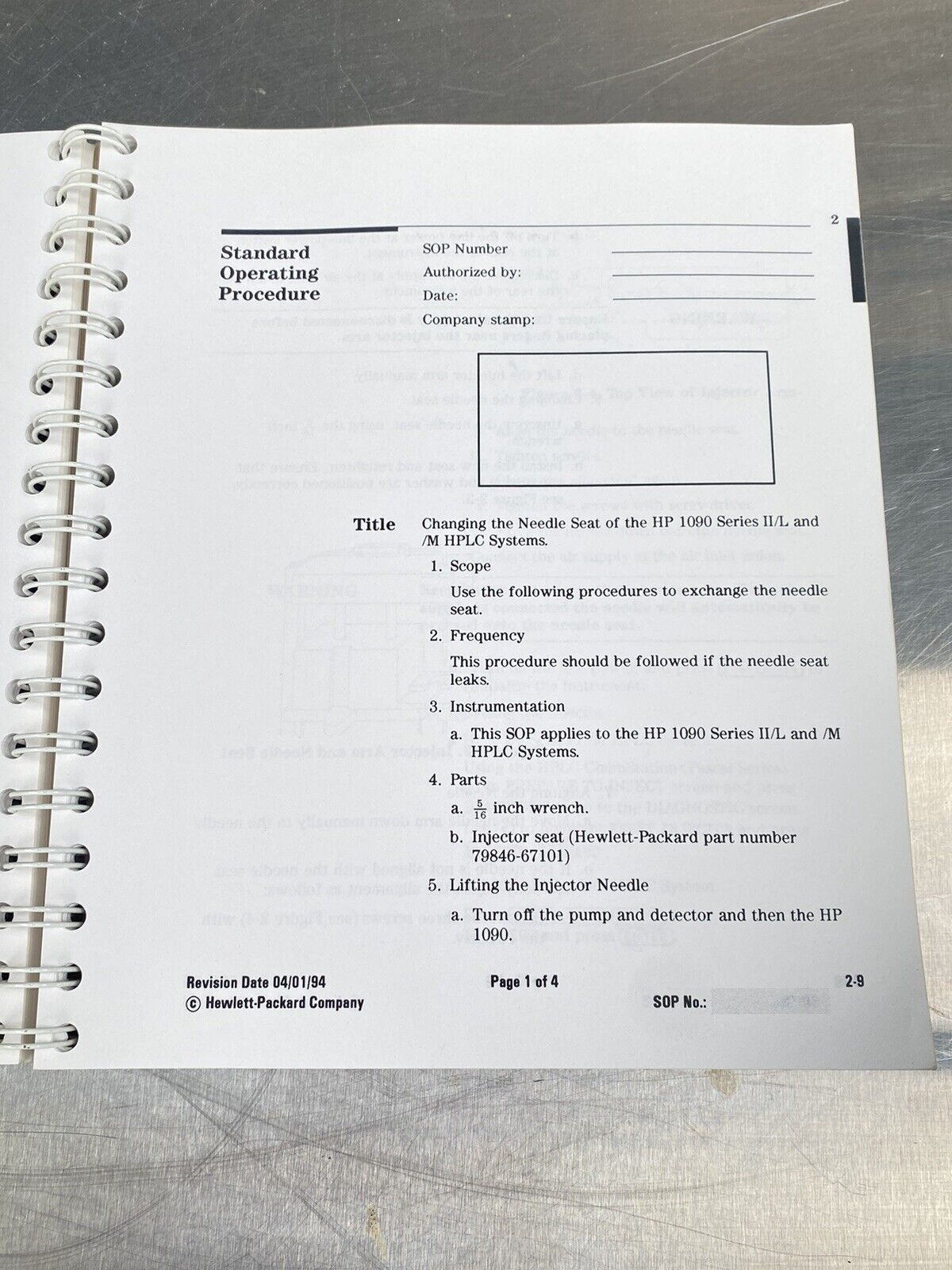 Hewlett Packard HP 1090 HPLC Systems - Users Guide / Manual