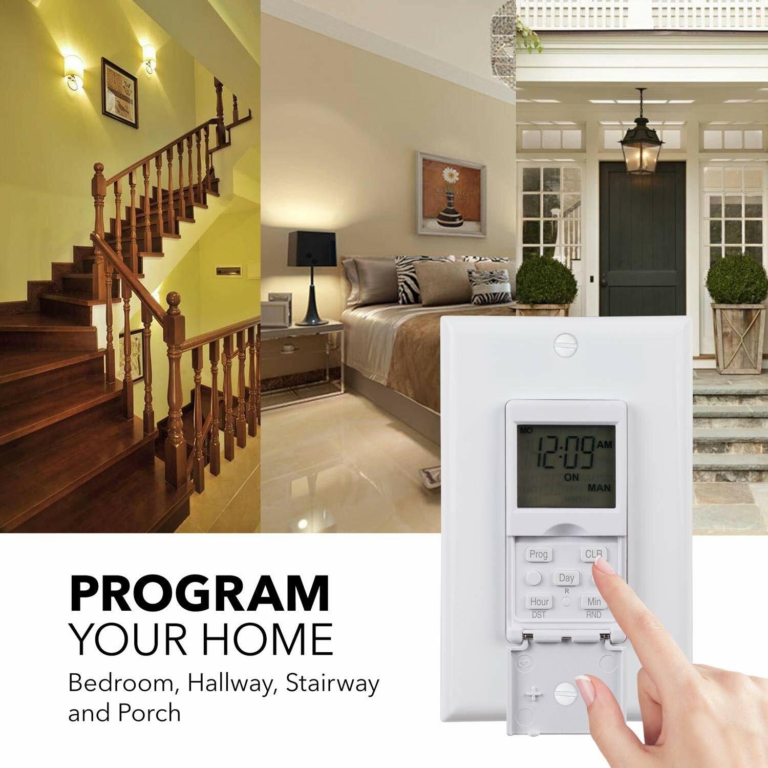 BN-LINK 7 Day Programmable Timer Switch, Single Pole and 3 Way Both Use, 18 ON/O