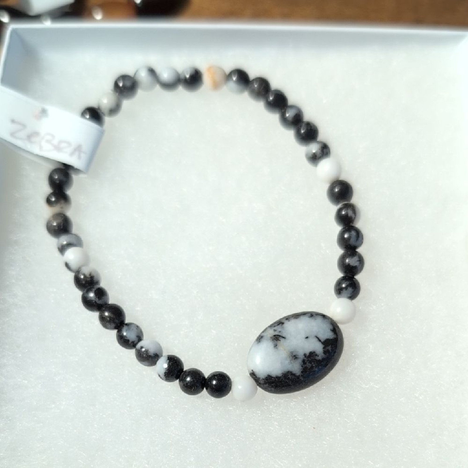 Natural Gemstone Zebra Jasper Stretch Bracelet